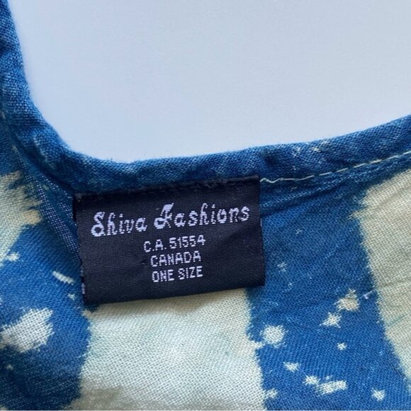 Shiva Fashions Blue Tie-Dye Sleeveless Swing Dress One Size Pocket Boho Festival - Picture 7 of 11